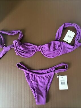 Women’s Purple Bikini Set - Underwire Top & High-Cut Bottom